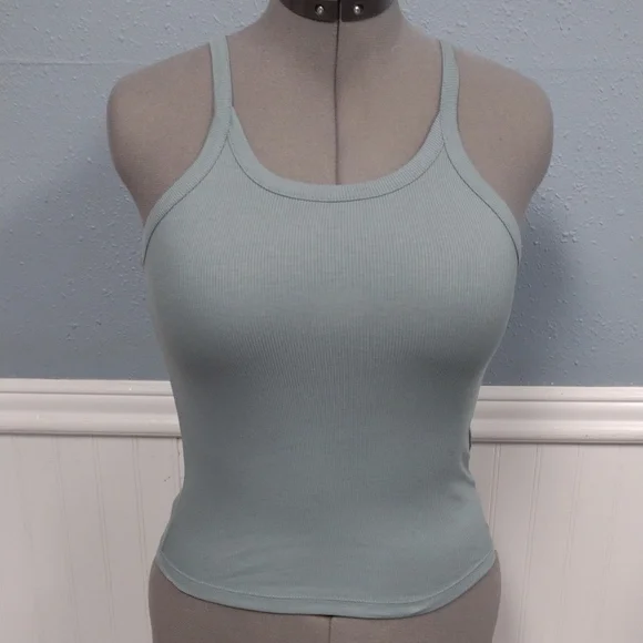 Madewell Green Fitted Sleeveless Tank Top - Picture 1 of 8